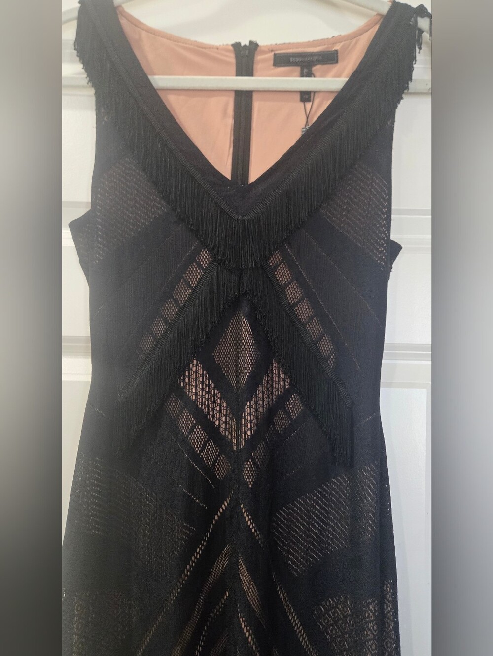BCBGMaxAzria Black Geometric Lace V‑Neck Maxi Dress - Picture 3 of 8